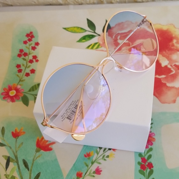 2019 ROUND VINTAGE LOOK GOLD BLUE PINK SUNGLASSES - Picture 3 of 3